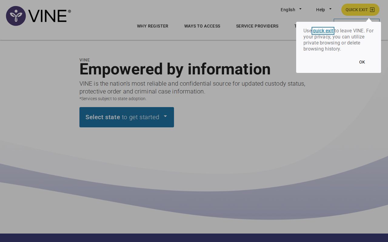 VINELink Kentucky selection and Find an Offender screen