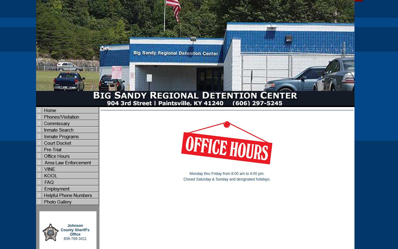 Big Sandy Regional Detention Center office hours page